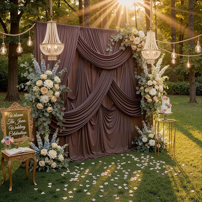 40ft x 10ft Wrinkle Free Brown Backdrop Curtains for Parties, 8 Panels 5x10ft Thick Fabric Backdrop Drapes for Wedding Party Background Birthday Decoration - Image 8