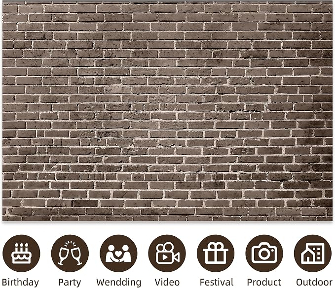 7x5 Ft Brick Wall Party Backdrop，Polyester Fabric Brown Brick Sign Photo Backdrops Background for Halloween Party Wedding Graduation Home Decoration Photo Booth Prop Banner - Image 4
