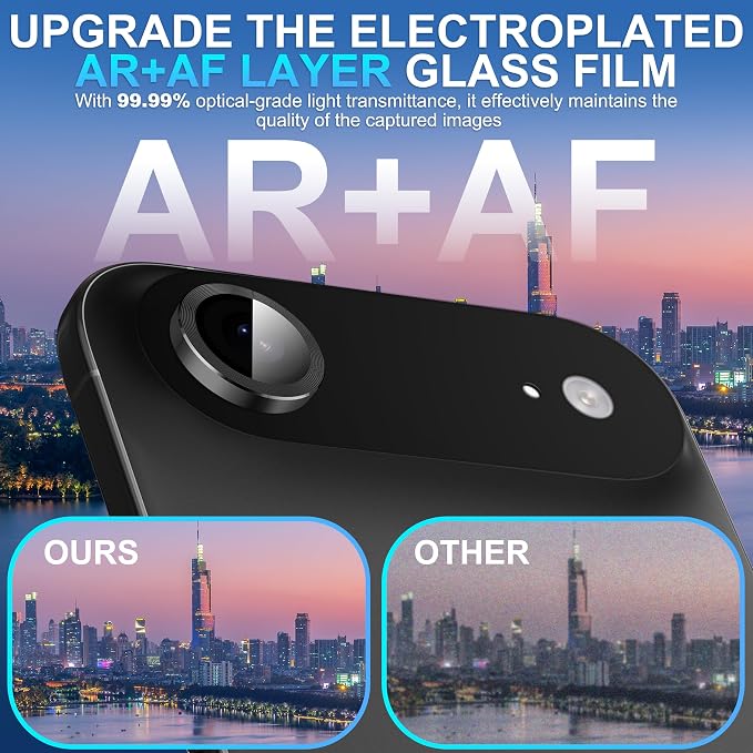 Suoman 2-Pack for iPhone 17 Air Camera Lens Protector, [CD Lines] [Strong-Adhesion] Metal Texture Style Tempered Glass Camera Lens Cover [with Auto Alignment Tool Kit] -Black - Image 7