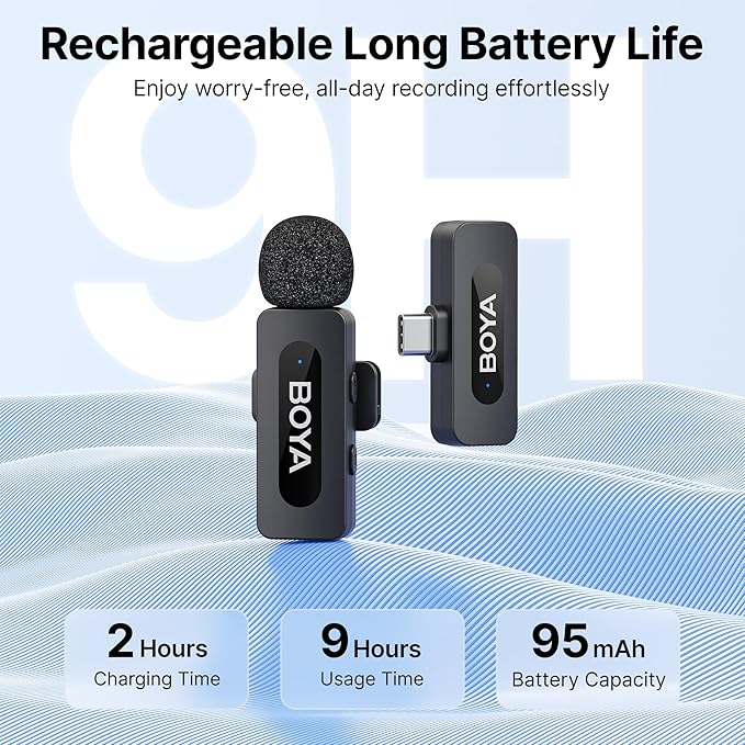 BOYA BY-V10 USB-C Wireless Lavalier Microphone for iPhone16/15 Android, Type-C Smartphone Laptop, Noise Canceling, Mini Clip-on Microphone for YouTube, Podcast, Facebook, TikTok Vlogging Recordings - Image 2