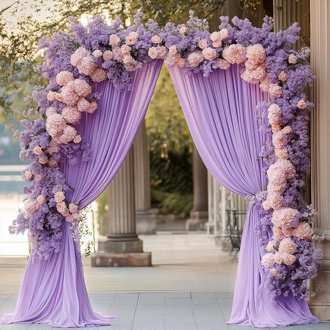 Lavender Purple Backdrop Curtain for Parties Backdrop Drape 10x8FT | Wrinkle Free Polyester Curtain Backdrop Draping Fabric for Backdrop Photoshoot Birthday Party Background,2 Panel 5x8FT - Image 4
