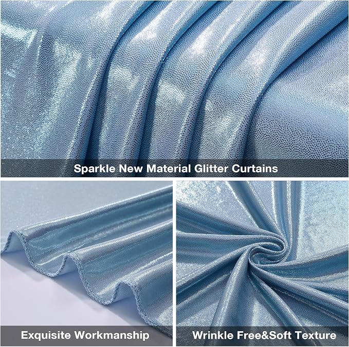 10x10FT Baby Blue Sequin Backdrop Curtain for Party - 2 Panels 5x10FT Wrinkle-Free Shimmer Drapes for Birthday, Wedding, Christmas, Decorations & Photography - Image 6