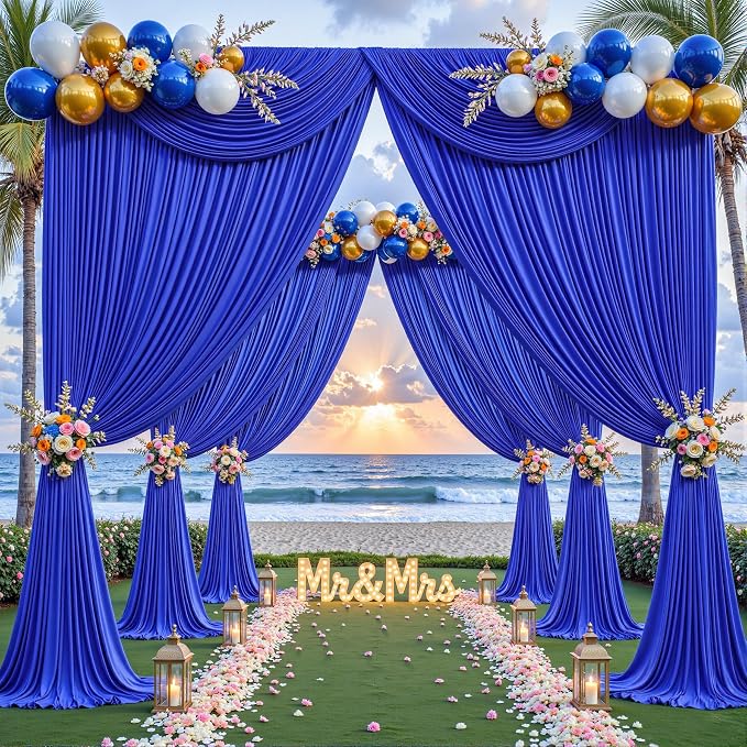 8ftx10ft Wrinkle Free Royal Blue Backdrop Curtain - 10 Feet Photography Backdrop Drapes, Silky Polyester Back Drop Cloth for Wedding Baby Shower Balloon Arch Background - Image 7