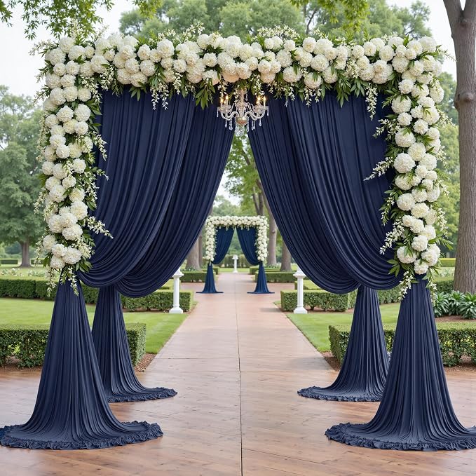 50x12 ft Navy Blue Backdrop Curtains for Weddings, Birthdays and Photos | 10 Panels 5x12 ft, Wrinkle-Free Polyester Drapes, Washable, Ironable, 4 in Rod Pocket for Baby Showers Photography Background - Image 2