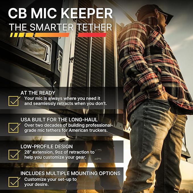 Gear Keeper CB Mic Keeper - Retractable Mic Holder for CB Radio (RT2-4712) | USA made CB mic holder retractable, snap clip mount, lanyard & mounting hardware included, 29" reach, 9oz retraction - Image 3