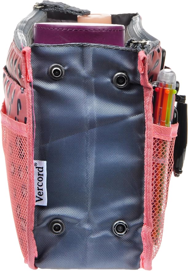 Vercord Purse Organizer Insert for Handbags Bag Organizers Inside Tote Pocketbook Women Nurse Nylon 13 Pockets Pink Leopard Medium - Image 4
