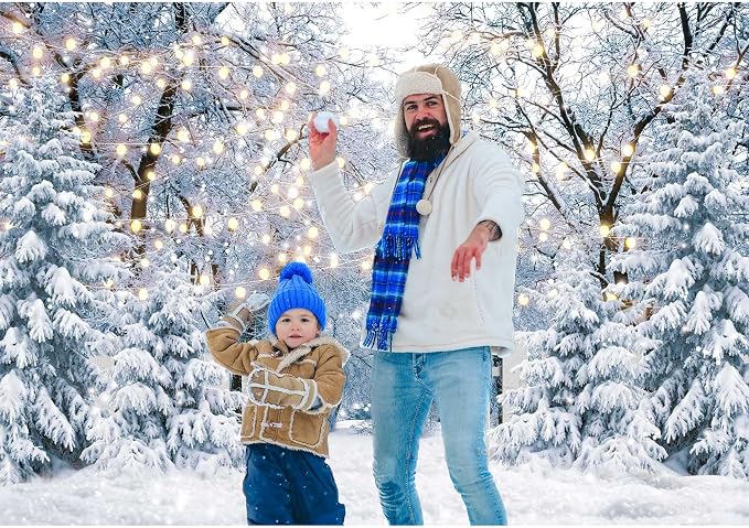 12x8FT Blue Winter Forest Scene Photography Backdrop Wonderland Snowflake Landscape Background for Christmas Xmax Family Holiday Party Decorations Supplies Banner Picture Photo Studio Props - Image 5