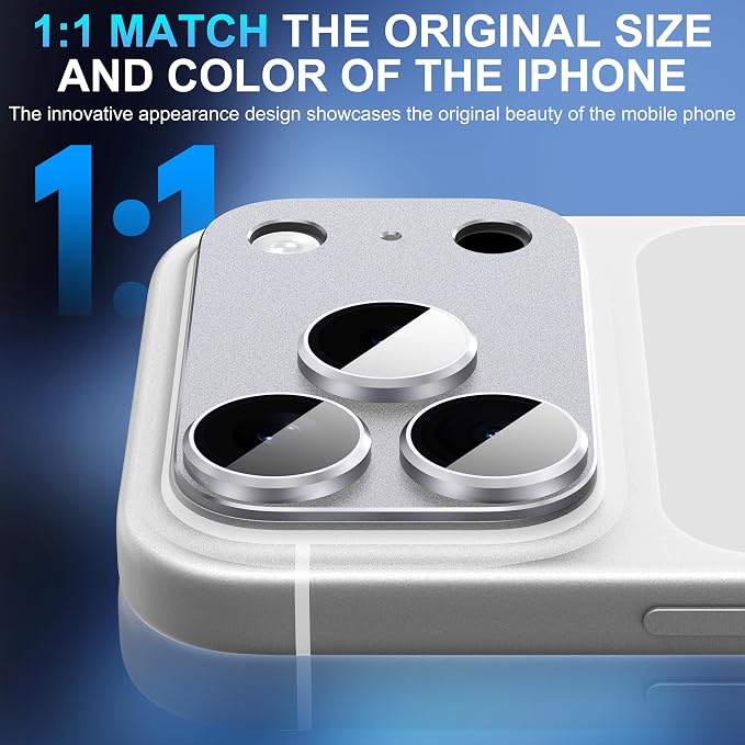 Suoman for iPhone 17 Pro Camera Lens Protector-Grey | [All-in-one Frosted] [Strong-Adhesion] Metal Frame Tempered Glass Camera Lens Cover - Image 5
