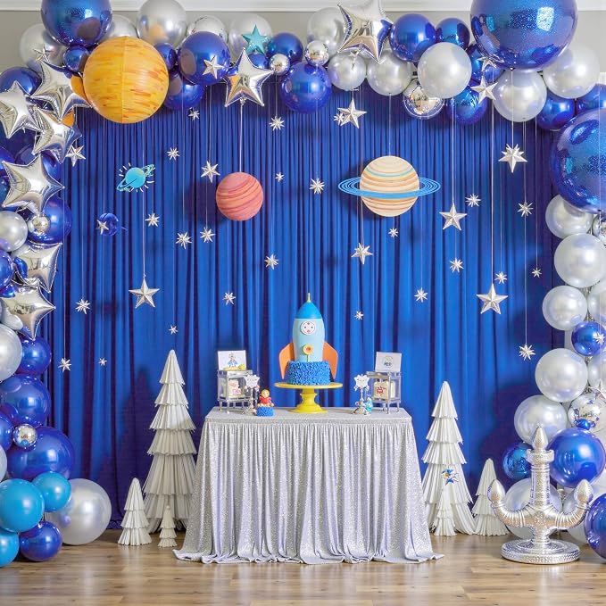 10ft x 10ft Wrinkle Free Royal Blue Backdrop Curtains for Party Stage Wedding Ceremony, Polyester Photography Backdrop Drapes Back Drop Cloth for Baby Shower,Rod Pocket Home Sliding Door Decoration - Image 6