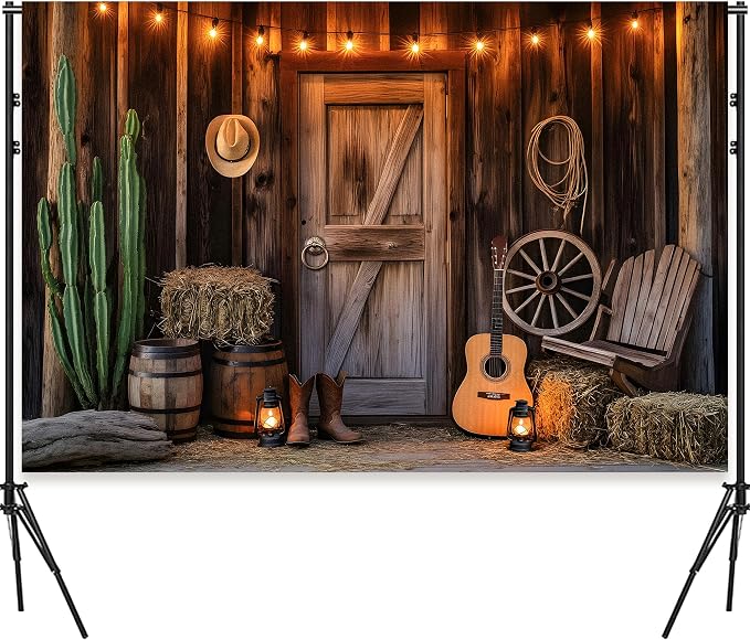 Western Cowboy Backdrop 8×6ft,WildWest Rustic Barn Rodeo Photography Banner - Image 6