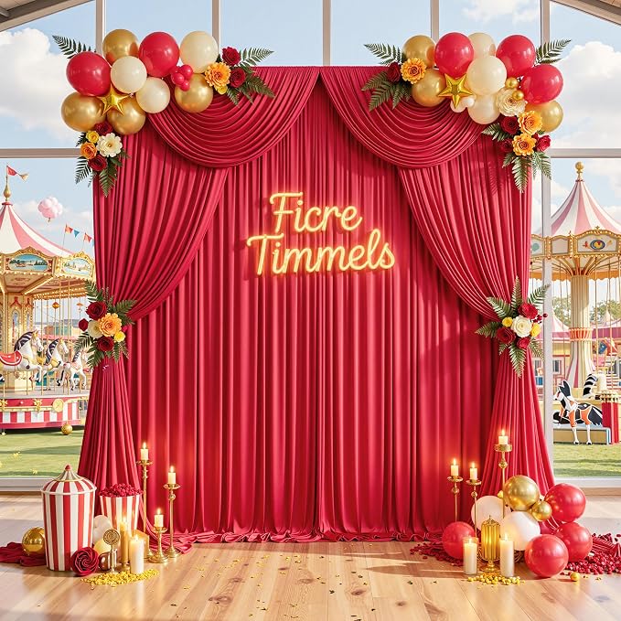 50ft x 10ft Wrinkle Free Red Backdrop Curtains for Parties, Polyester Photo Backdrop Drapes 10 Panels 5x10ft for Weddings Birthday Party Christmas Photography Background - Image 9