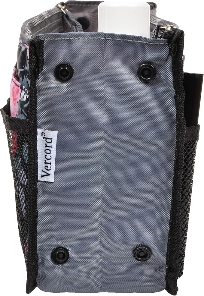 Vercord Purse Organizer Insert for Handbags Bag Organizers Inside Tote Pocketbook Women Nurse Nylon 13 Pockets Peony Flowers Large - Image 4