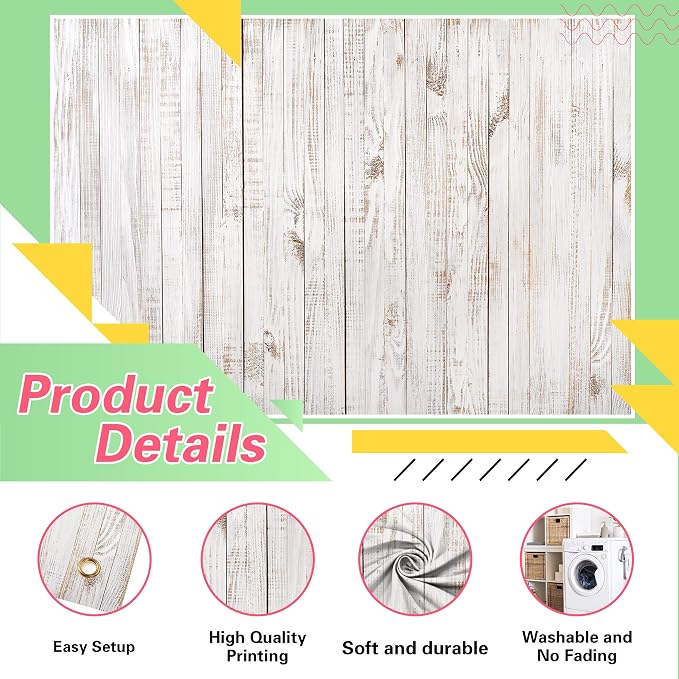 Rustic Wood Backdrop 10x10 FT Vintage White Wooden Floor Backdrops for Photography Old Wood Wall Background Decor Baby Shower Wedding Birthday Party Photo Studio Props - Image 6