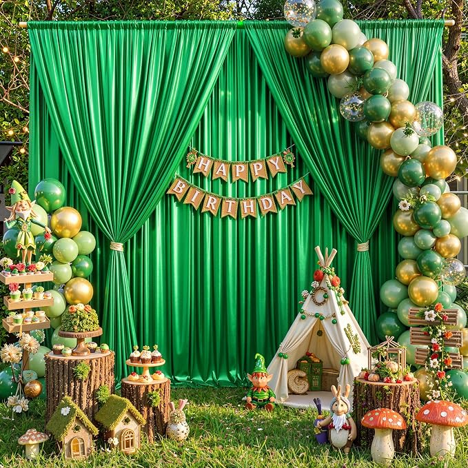10x10ft Green Sequin Backdrop Curtains, Wrinkle Free Glitter Backdrop Drapes for Wedding Parties Photography Stage Decor, Non-Shedding 2 Panels Set (5x10ft Each) - Image 3