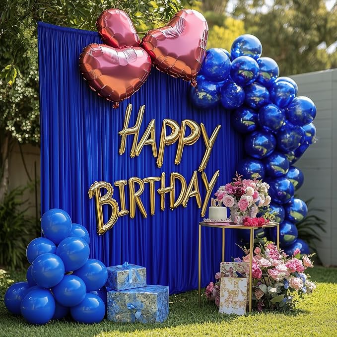 Royal Blue Backdrop Curtain Drapes for Parties, 3Pack 10x10FT | Wrinkle Free Polyester Curtain Backdrop Draping Fabric for Backdrop Photoshoot Birthday Party Background,6 Panel 5x10FT - Image 4