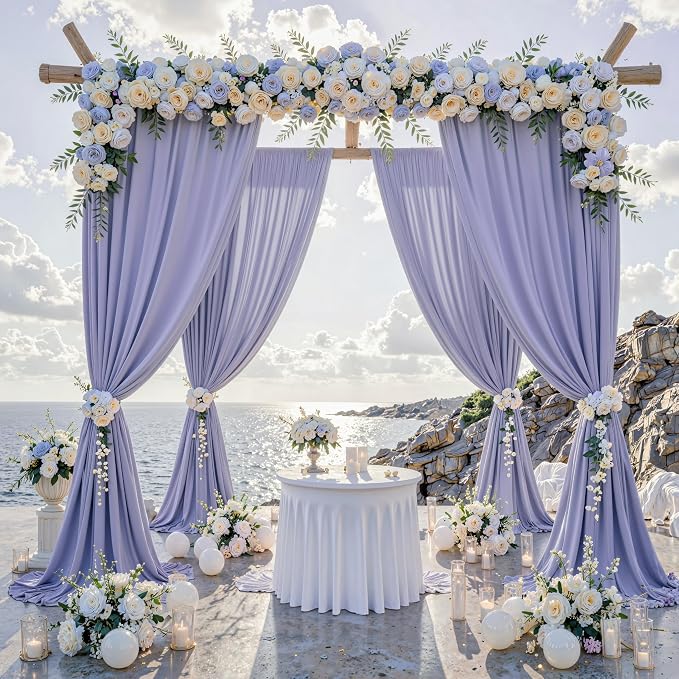 40 ft x 10 ft Wrinkle Free Lavender Backdrop Curtain for Parties, Polyester Light Purple Photo Backdrop Drapes 8 Panels 5x10ft for Baby Shower Photoshoot Wedding Birthday Party Photography Curtains - Image 2