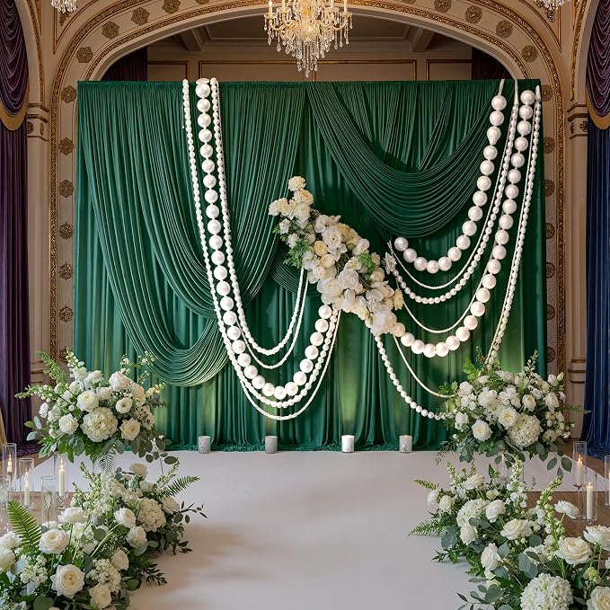 20ft x 10ft Wrinkle Free Hunter Green Backdrop Curtains for Parties, 4 Panels 5x10ft Polyester Green Photo Backdrop Drapes for Wedding Party Jungle Birthday Photography Background - Image 3