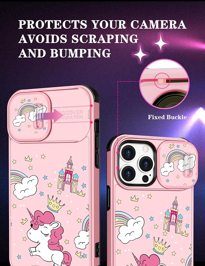 (2in1 for iPhone 11 Pro Max Case for Cartoon Kawaii Rainbow Girly Phone Cover Cute Unique Design with Slide Camera Cover Protective Case for iPhone11 Pro Max 6.5'' - Image 3