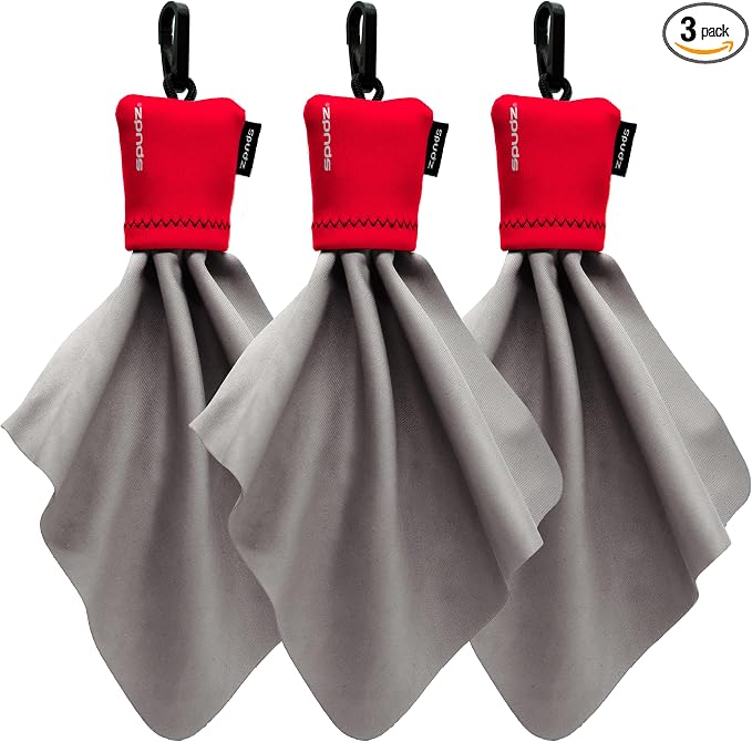 Classic Microfiber Lens Cleaner – Clip-On Pouch, Washable – for Binoculars, Scopes, Glasses, Screens | Classic | Red, 6 x 6 Inch (3-Pack) by SPUDZ