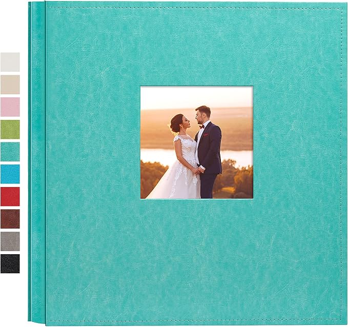 potricher Large Photo Album 4x6 600 Photos, Leather Cover, Teal | Large Capacity Picture Albums with 600 Horizontal and Vertical Pockets, Photo Book for Family, Wedding, Anniversary, Baby by potricher