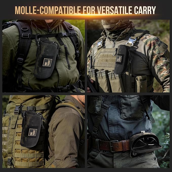 ONETIGRIS Hard Shell Sunglasses Case MOLLE Tactical Eyeglasses Pouch | Fits Most Regular Glasses, 1000D Nylon Glasses Case, Shockproof & Crush-Proof PP Liner, Inner Pocket, Two Way Zipper - Image 8