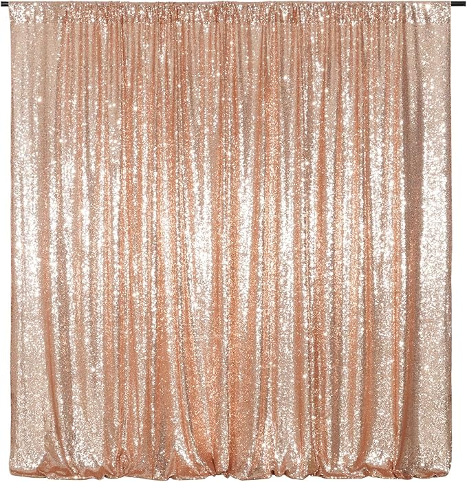 Poise3EHome Sequin Backdrop Curtain, 10Ft x 10Ft Rose Gold Glitter Photography Background Curtains, Sequence Xmas Thanksgiving Backdrop Drapes Decor by Poise3EHome