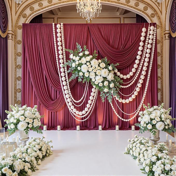 20ft x 10ft Wrinkle Free Maroon Backdrop Curtains for Parties, Thick Fabric Burgundy Backdrop Drapes for Wedding Background Baby Shower Birthday Parties - Image 3