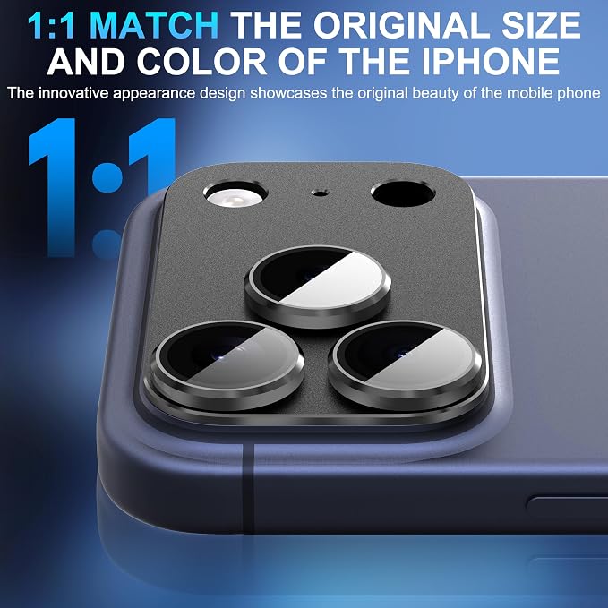 Suoman for iPhone 17 Pro Max Camera Lens Protector -Black | [All-in-one Frosted] [Strong-Adhesion] Metal Frame Tempered Glass Camera Lens Cover - Image 4