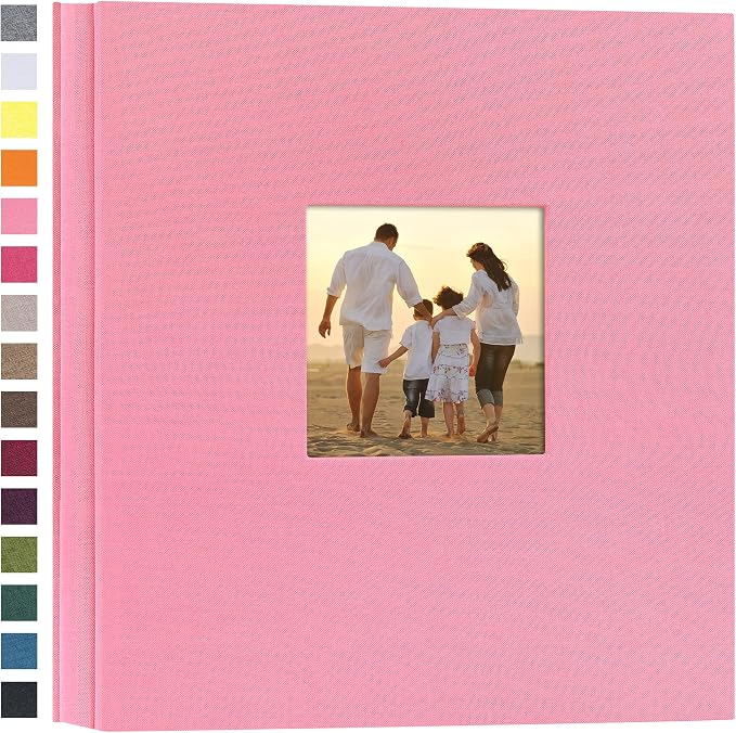 potricher Photo Album 4x6 Pictures, 1000 Pockets, Linen Cover, Pink | Linen Cover, Front Window, Large Capacity 4x6 Picture Albums, Photo Book for Family, Wedding, Anniversary, Baby, Keepsake by potricher