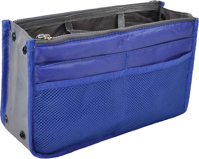 Vercord Purse Organizer Insert for Handbags Bag Organizers Inside Tote Pocketbook Women Nurse Nylon 13 Pockets Royal Blue Large by Vercord