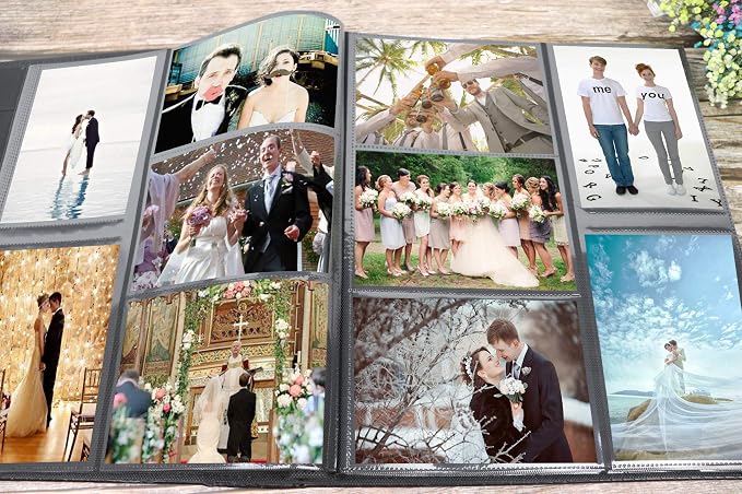 RECUTMS Photo Album 4x6 600 Photos Large Capacity Leather Family Album Pink | Black Pages, Horizontal and Vertical Pockets, Wedding PhotoBook with Front Window, Anniversary Baby Memory Book, Travel Gifts - Image 4