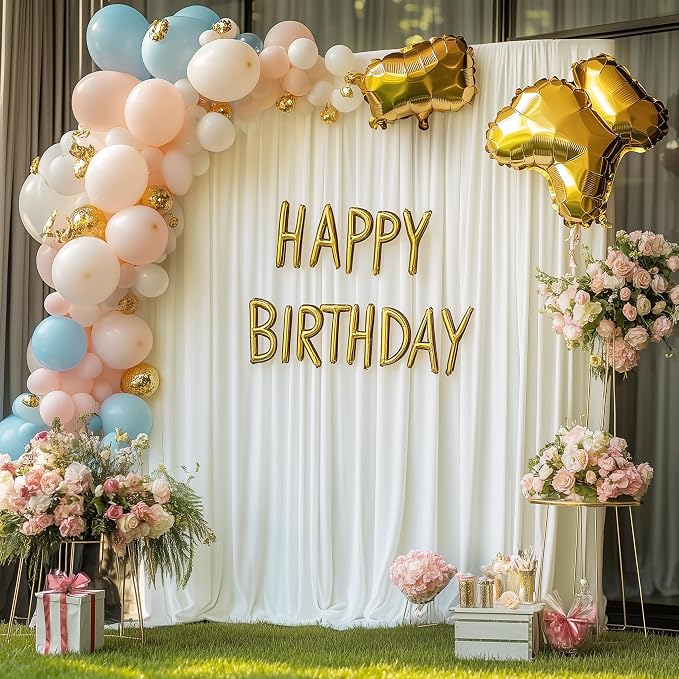 Ivory Backdrop Curtain for Parties Backdrop Drapes, 2Pack 10x8FT | Wrinkle Free Polyester Curtain Backdrop Draping Fabric for Backdrop Photoshoot Birthday Party Background,4 Panel 5x8FT - Image 5