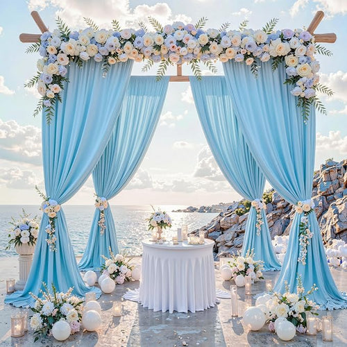10 ft x 8 ft Wrinkle Free Baby Blue Backdrop Curtain for Parties, Polyester Light Blue Photo Backdrop Drapes for Birthday Wedding Party Baby Shower Photography by Outpain