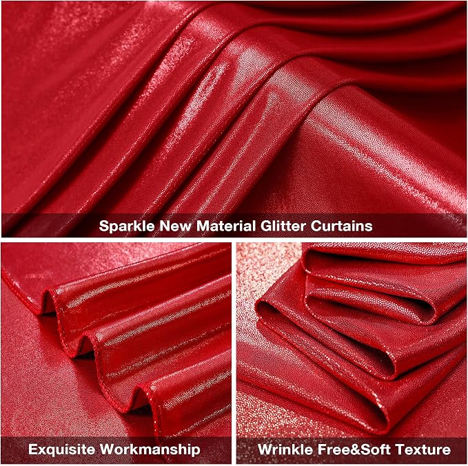 10x10FT Red Sequin Backdrop Curtain for Party - 2 Panels 5x10FT Wrinkle-Free Shimmer Drapes for Birthday, Wedding, Christmas, Decorations & Photography - Image 6