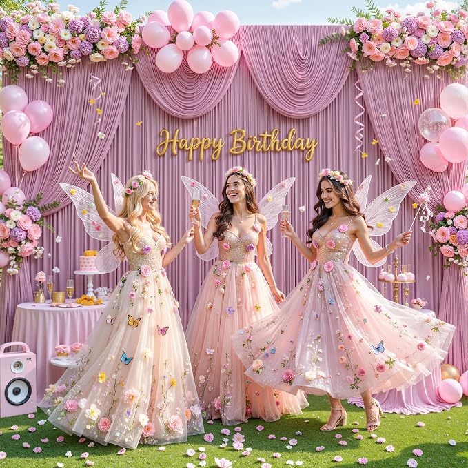 6 Panels Dusty Pink Backdrop Curtains for Wedding Party Wrinkle Free Backdrops Curtain Drapes Fabric Decorations Photo Back Drop Cloth for Baby Shower Photography Stage Reception 30ft(W) x 12ft(H) - Image 4