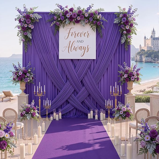 30ftx10ft Purple Backdrop Curtains for Party Background, Wrinkle Free Purple Photo Backdrop Drapes 6 Panels Back Drop Cloth for Wedding Birthday Photography Baby Shower Decor - Image 6