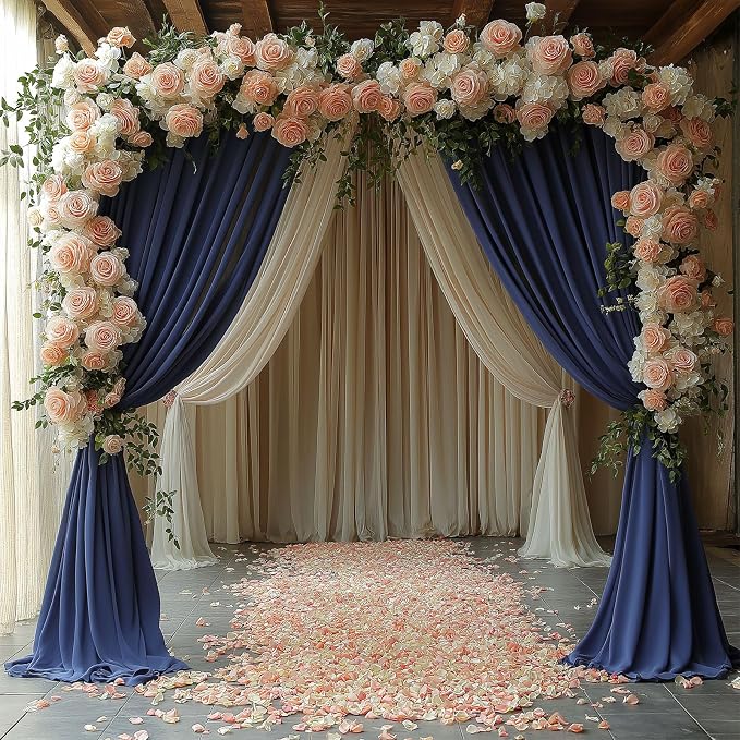 ESGOTBME 10x10ft Wrinkle Free Navy Blue Backdrop Curtain for Parties Soft Fabric Drapes Wedding Blue Curtain Backdrop for Birthday Party Decorations Background for Photography 5x10ft, 2 Panels - Image 9