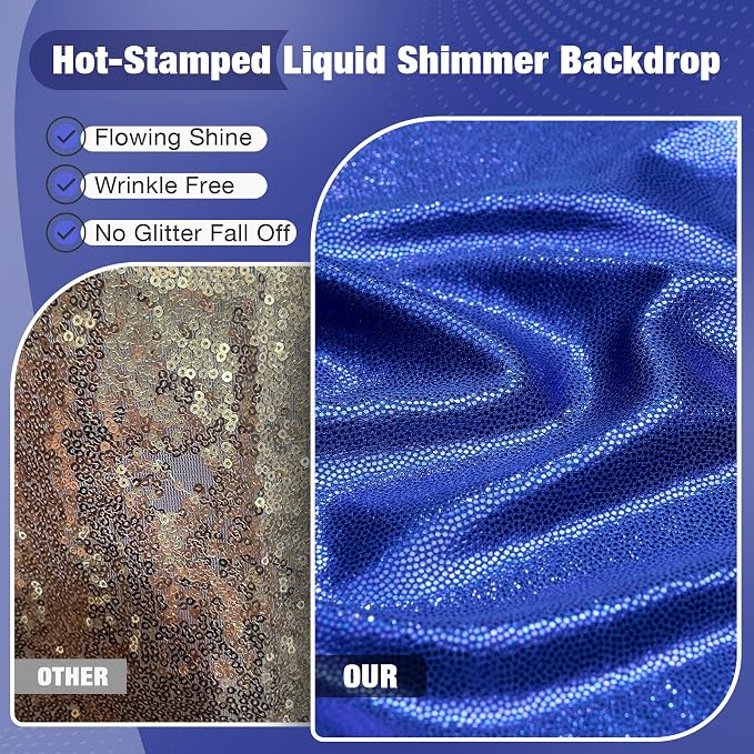 10x10FT Royal Blue Sequin Backdrop Curtain for Party - 2 Panels 5x10FT Wrinkle-Free Shimmer Drapes for Birthday, Wedding, Christmas, Decorations & Photography - Image 2