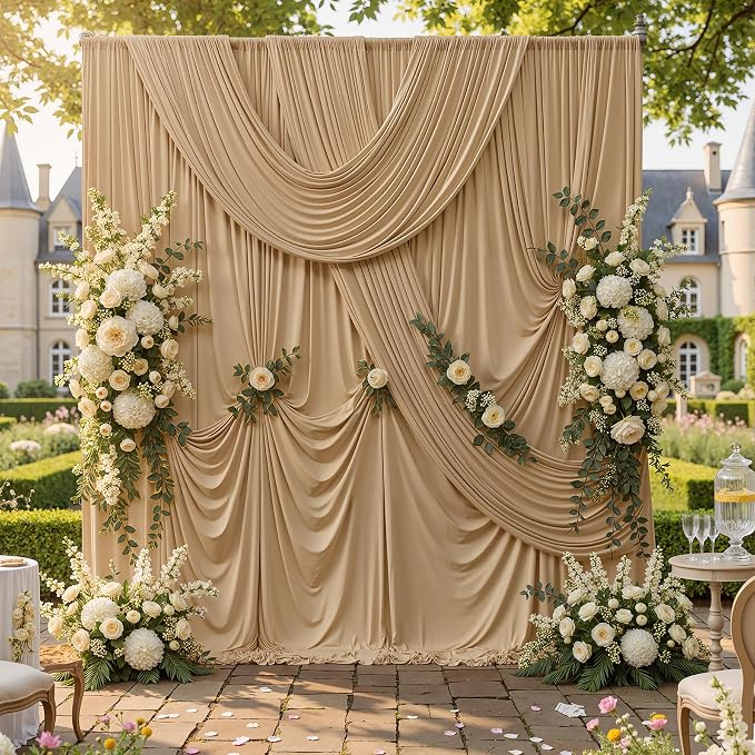 40ftx10ft Champagne Backdrop Curtains for Parties, Wrinkle Free 8 Panels Photo Backdrop Drapes Back Drop Cloth Drapery for Wedding Birthday Photography Background - Image 3