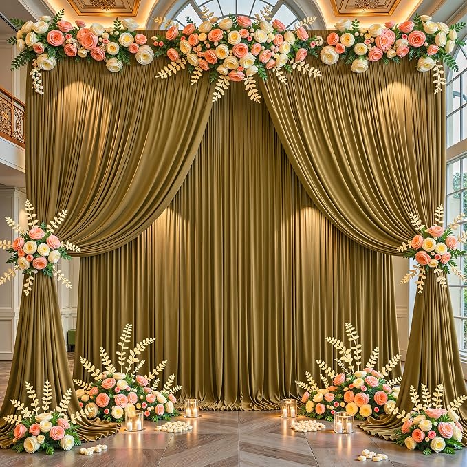 Brown Backdrop Curtains-Wrinkle-Free Polyester Photography Drapes Party Curtain Background for Baby Shower Wedding Decorations- 32 X10FT (Brown) - Image 6