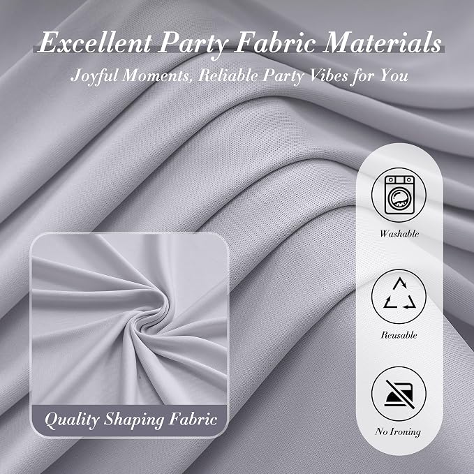 20 ft x 10 ft Wrinkle Free Silver Backdrop Curtain for Parties, Polyester Silver Grey Backdrop Drapes 4 Panels 5x10ft for Baby Shower Photoshoot Engagement Wedding Birthday Photography Background - Image 6