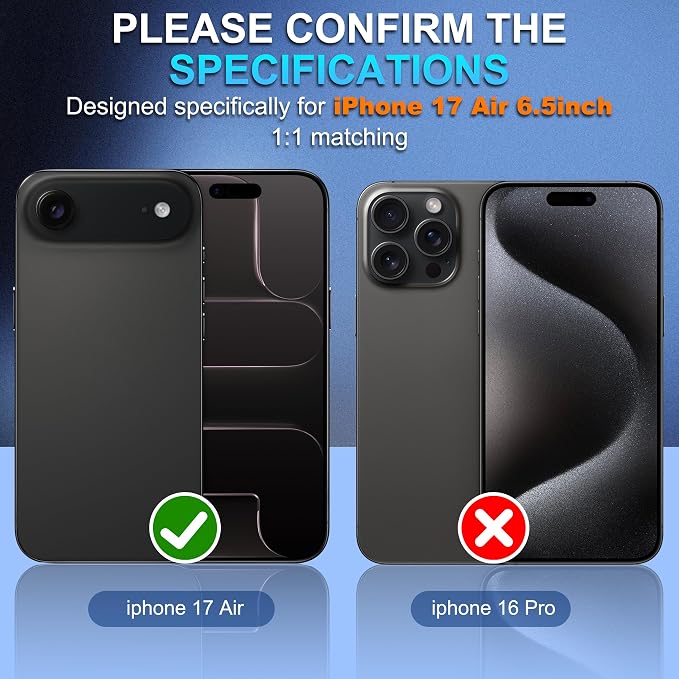 Suoman 2-Pack for iPhone 17 Air Camera Lens Protector, [CD Lines] [Strong-Adhesion] Metal Texture Style Tempered Glass Camera Lens Cover [with Auto Alignment Tool Kit] -Black - Image 2