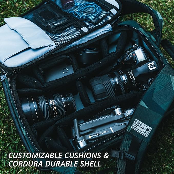 HEX Ranger DSLR XL Camera Sling – with Adjustable Carry Straps, Ample Interior Dividers, Water-Resistant Fabric, YKK Premium Zippers & More – Glacier Camo - Image 9