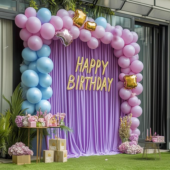 Lavender Purple Backdrop Curtain Drapes for Parties, 2Pack 10x8FT | Wrinkle Free Polyester Curtain Backdrop Draping Fabric for Backdrop Photoshoot Birthday Party Background,4 Panel 5x8FT - Image 6
