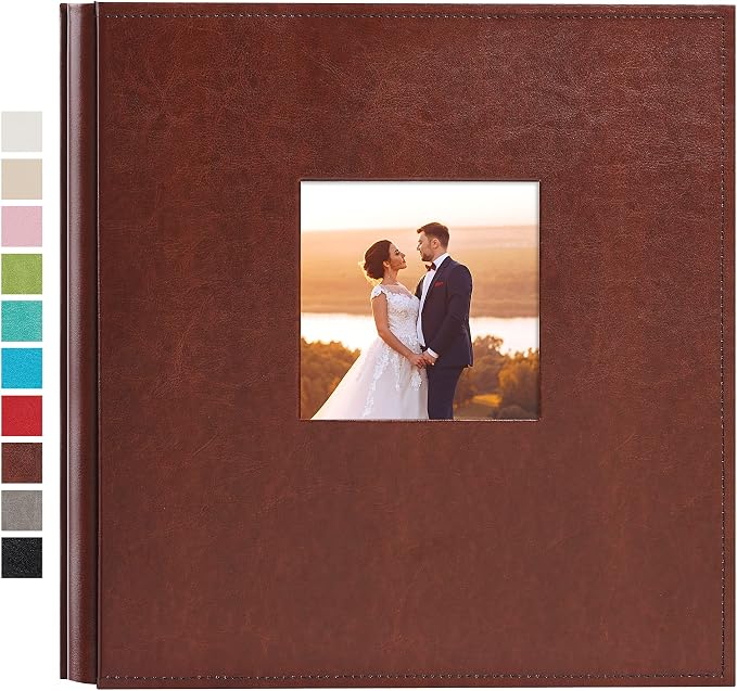 potricher Large Photo Album 4x6 600 Photos, Leather Cover, Brown | Large Capacity Picture Albums with 600 Horizontal and Vertical Pockets, Photo Book for Family, Wedding, Anniversary, Baby by potricher