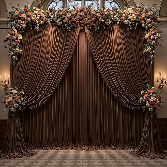 Dark Brown Backdrop Curtains-Wrinkle-Free Polyester Photography Drapes Party Curtain Background for Baby Shower Wedding Decorations- 40 X10FT - Image 5