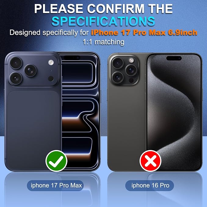 Suoman for iPhone 17 Pro Max Camera Lens Protector -Dark Blue | [All-in-one Frosted] [Strong-Adhesion] Metal Frame Tempered Glass Camera Lens Cover - Image 2