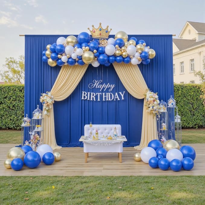 50x12 ft Royal Blue Backdrop Curtains for Weddings, Birthdays and Photos | 10 Panels 5x12 ft, Wrinkle-Free Polyester Drapes, Washable, Ironable, 4 in Rod Pocket for Baby Showers Photography Background - Image 9