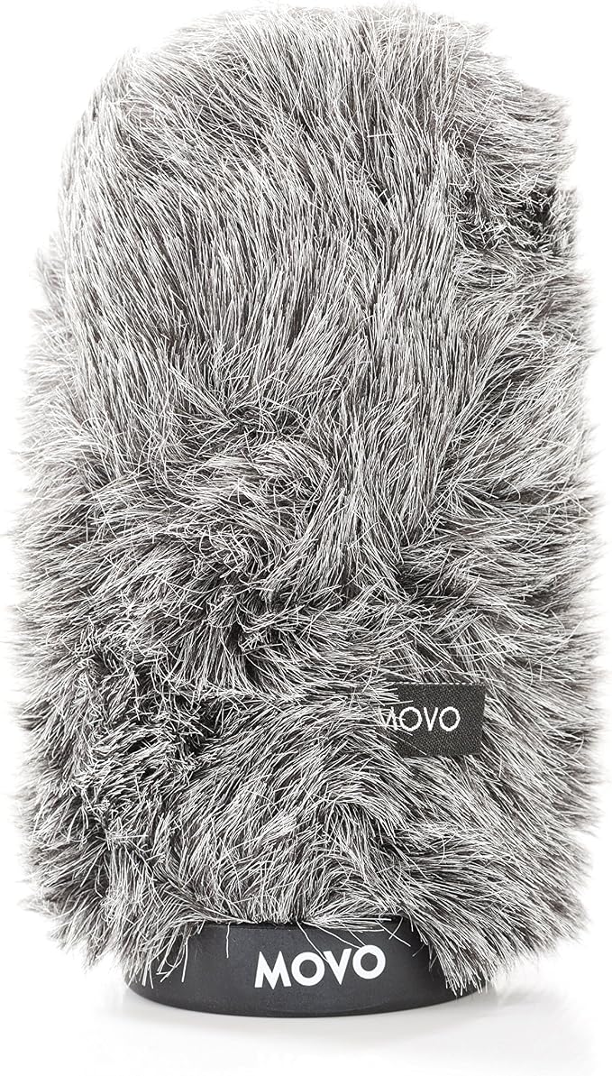Movo WS-G140 Furry Rigid Windscreen for Microphones, 18-23mm Diameter | Dark Gray, Up to 6.3" Long - Image 2