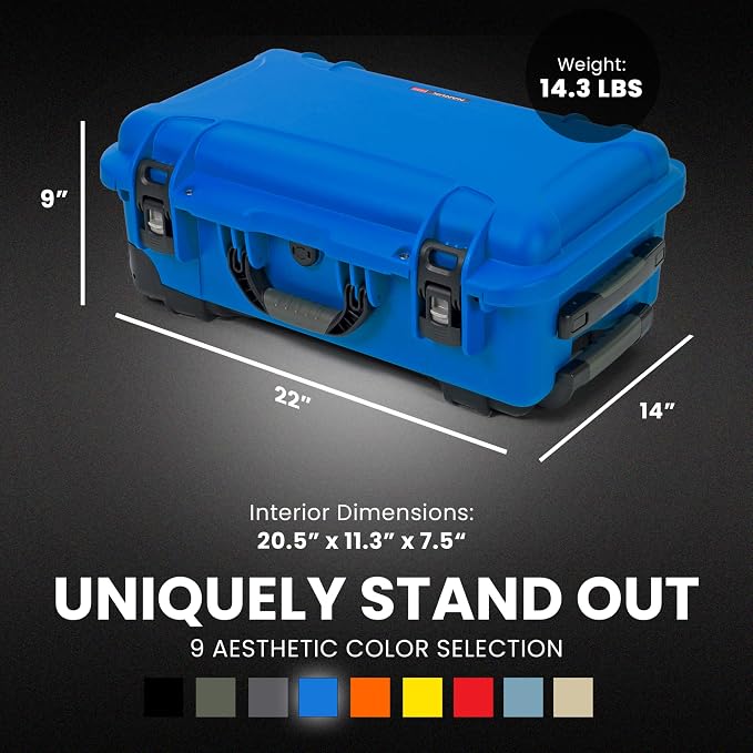 NANUK 935 Hard Case for Camera & Lenses with Padded Divider – Waterproof Equipment Case with Wheels, 22” x 14” x 9” – Dustproof, Impact Resistant, Carry-On Approved for Most Airlines – Blue | 22' x 14' x 9' - Dustproof, Padded Divider - Waterproof Equi... - Image 5